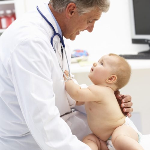 Pediatrician with baby